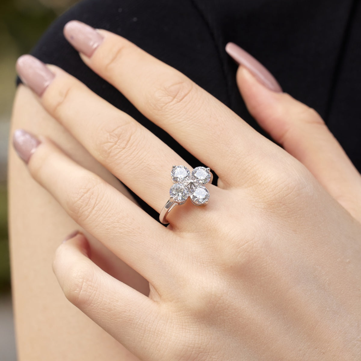 [Violet JW]Four-Leaf Clover Eight-Pointed Star Ring