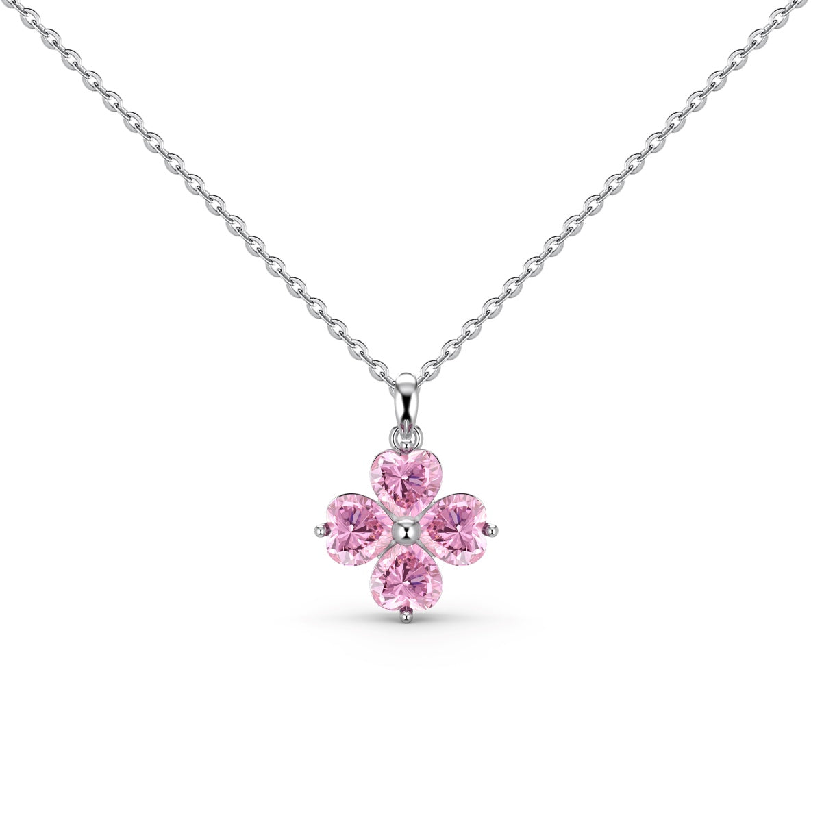 [Violet JW]Heart-Shaped Four-Leaf Clover Bead Necklace