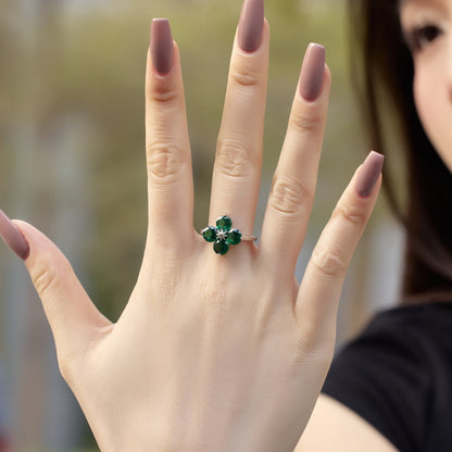 [Violet JW]Four-Leaf Clover Eight-Pointed Star Ring