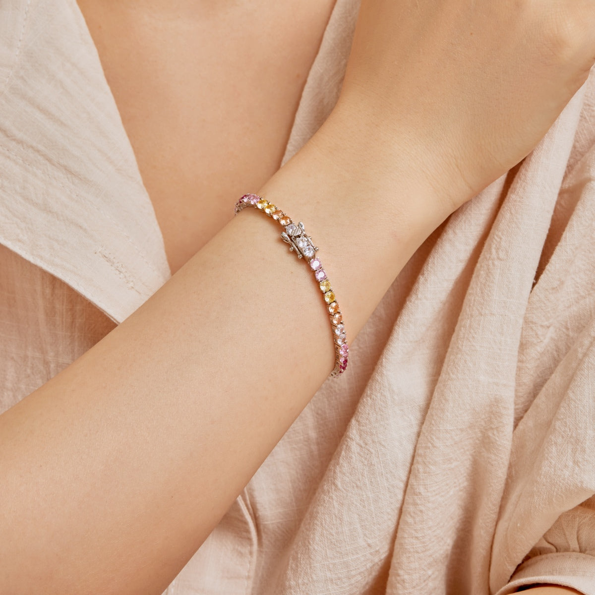 [Violet JW]Radiant Colorful Round Cut Tennis Bracelet
