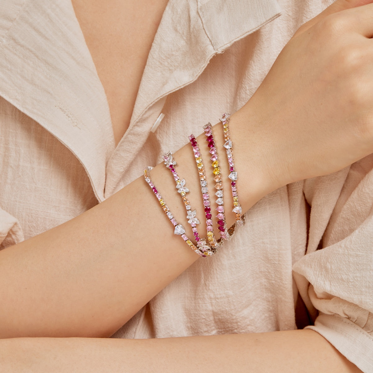 [Violet JW]Radiant Colorful Round Cut Tennis Bracelet