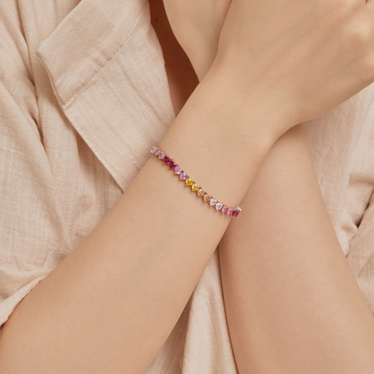 [Violet JW]Luxurious Colorful Romantic Heart Shape Lover Bracelet