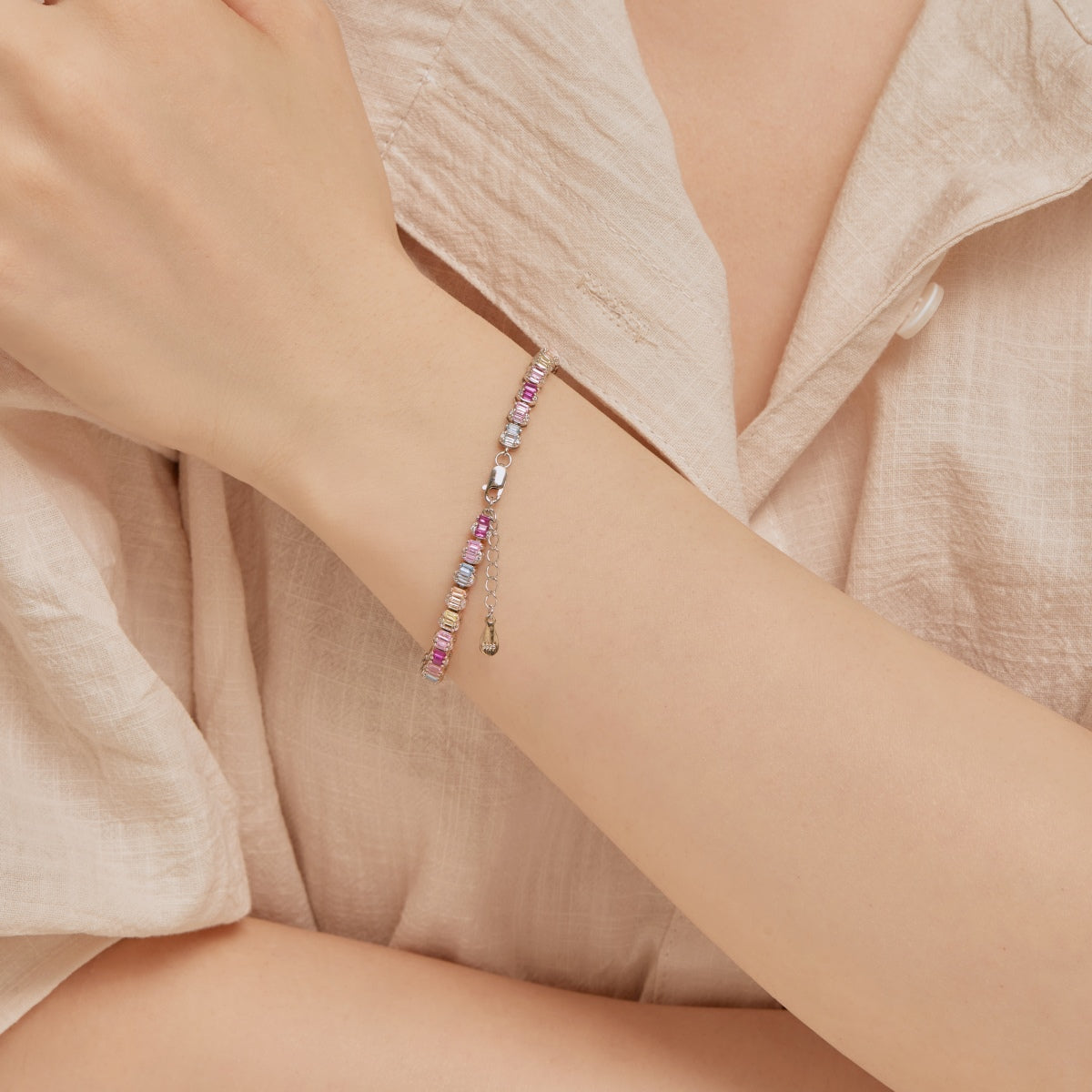 [Violet JW]Delicate Colorful Emerald Cut Party Bracelet