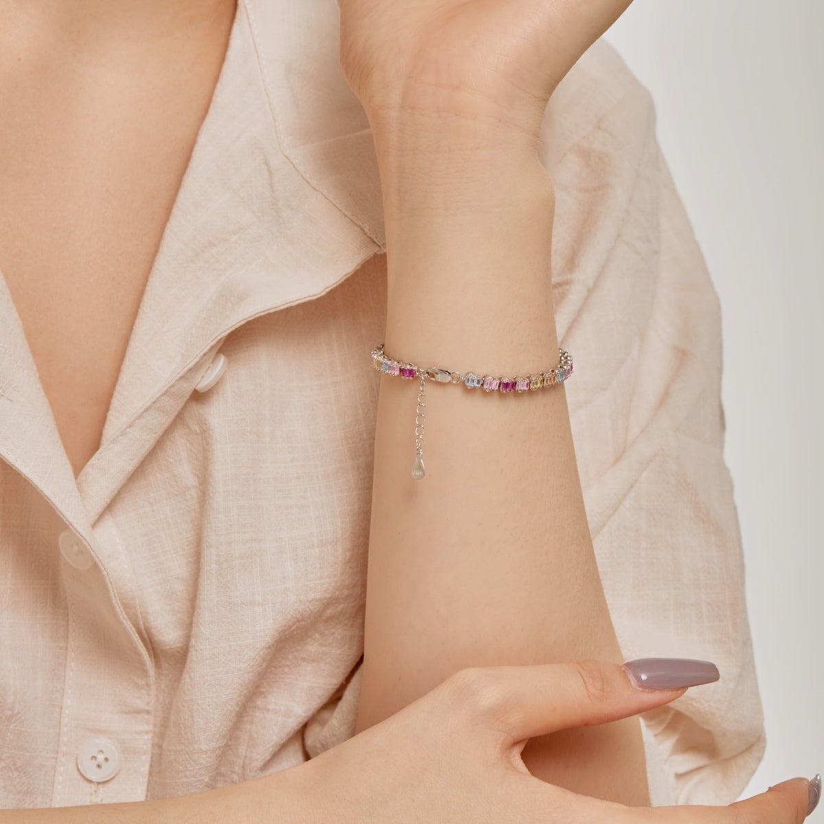 [Violet JW]Delicate Colorful Emerald Cut Party Bracelet