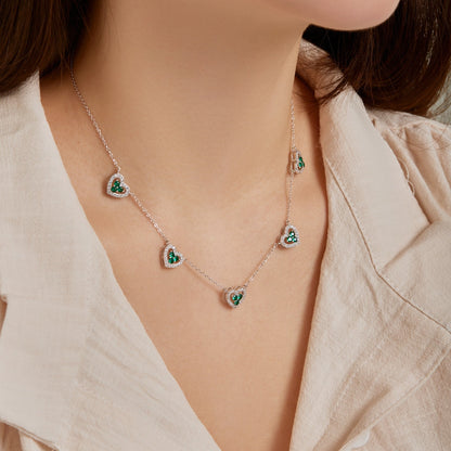 [Violet JW]Sparkling Five Heart Necklace