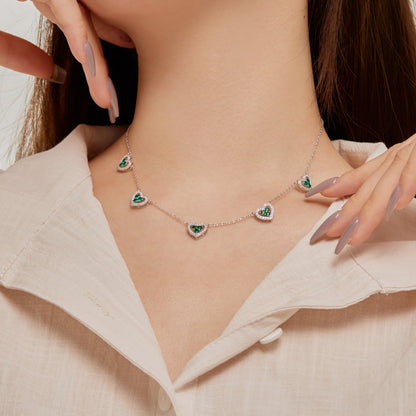 [Violet JW]Sparkling Five Heart Necklace