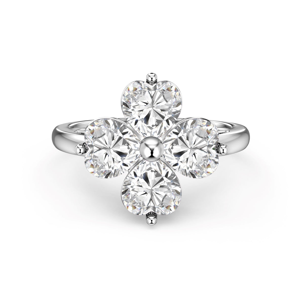 [Violet JW]Heart-shaped Four-Leaf Clover Ball Ring