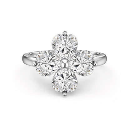 [Violet JW]Heart-shaped Four-Leaf Clover Ball Ring