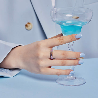 [Violet JW]Splashy Ornate Emerald Cut Cocktail Ring