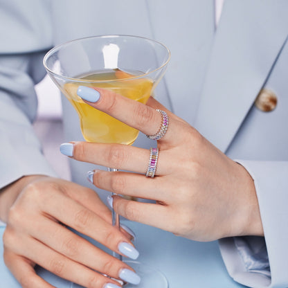 [Violet JW]Splashy Ornate Emerald Cut Cocktail Ring