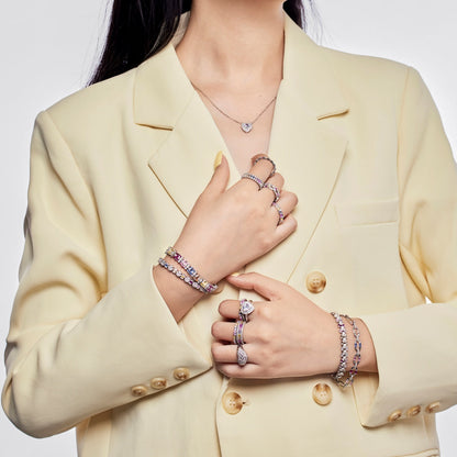 [Violet JW]Splashy Ornate Emerald Cut Cocktail Ring