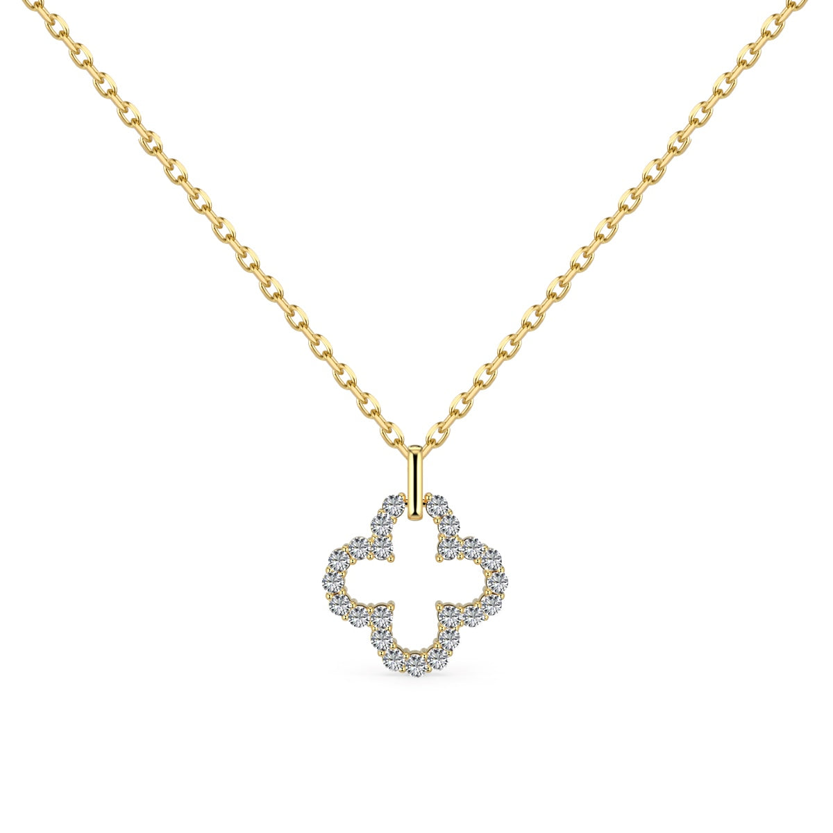 [Violet JW]Four-Leaf Clover Hollow Design Exquisite Necklace