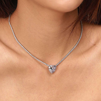 [Violet JW]8.0 Carat Versatile Colorful Sweet Heart-Shaped Tennis Necklace