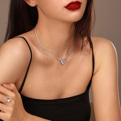 [Violet JW]8.0 Carat Versatile Colorful Sweet Heart-Shaped Tennis Necklace