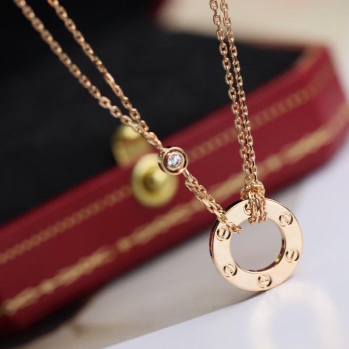 [Baslove] LIEBE HALSKETTE EINSTELLBAR ROSÉGOLD 2 DIAMANT 