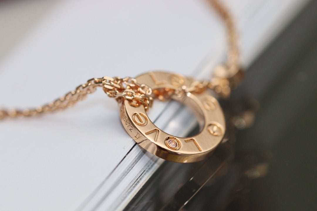 [Baslove] LIEBE HALSKETTE EINSTELLBAR ROSÉGOLD 2 DIAMANT 