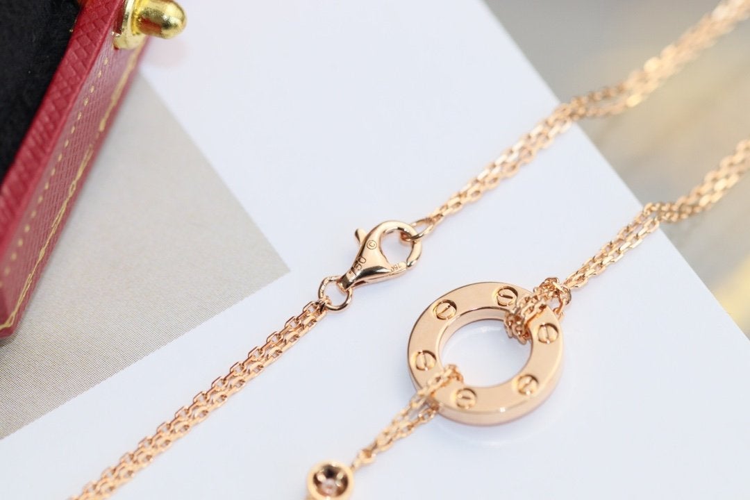 [Baslove] LIEBE HALSKETTE EINSTELLBAR ROSÉGOLD 2 DIAMANT 