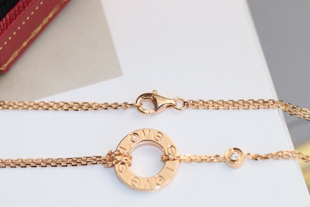 [Baslove] LIEBE HALSKETTE EINSTELLBAR ROSÉGOLD 2 DIAMANT 