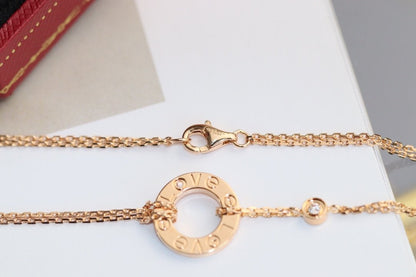[Baslove] LIEBE HALSKETTE EINSTELLBAR ROSÉGOLD 2 DIAMANT 
