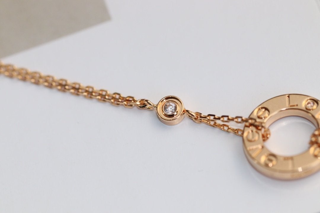 [Baslove] LIEBE HALSKETTE EINSTELLBAR ROSÉGOLD 2 DIAMANT 