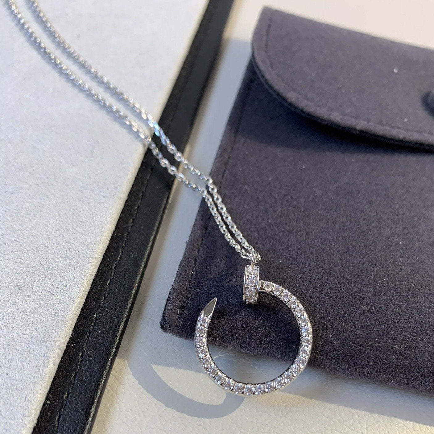 [Baslove]JUSTE HALSKETTE SILBER DIAMANTEN 