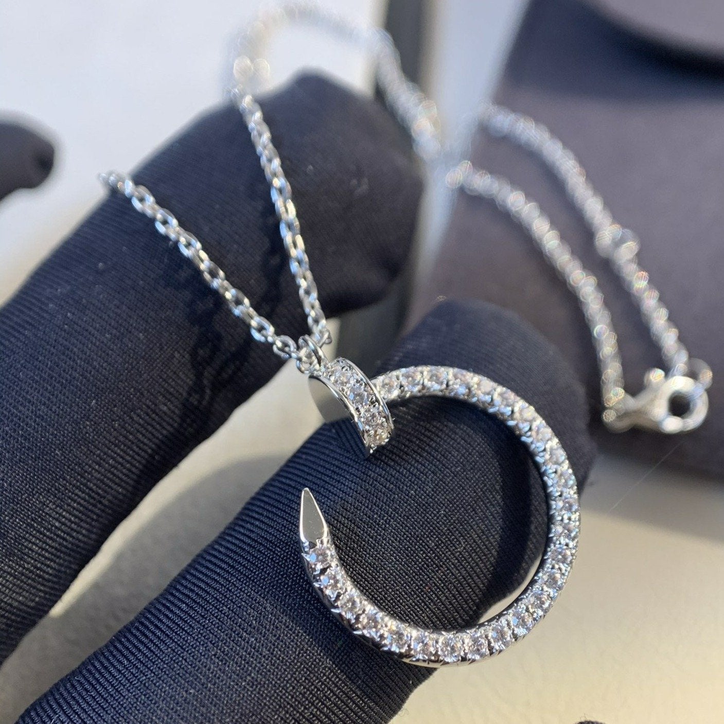 [Baslove]JUSTE HALSKETTE SILBER DIAMANTEN 