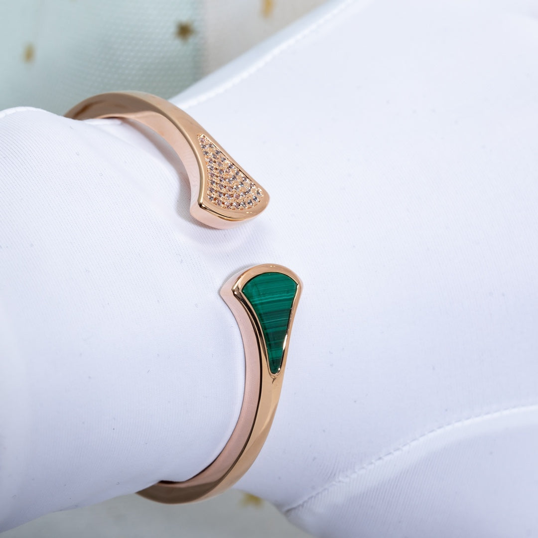 [Baslove]DREAM ARMBAND OFFEN MALACHIT ROSA GOLD