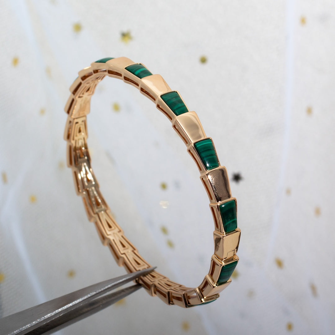 [Baslove]SERPENTI-ARMBAND ROSA GOLD MALACHIT 