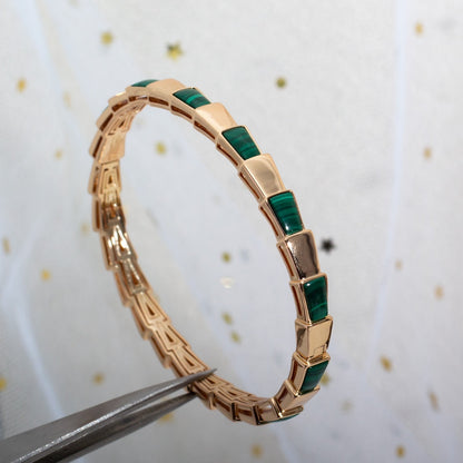 [Baslove]SERPENTI-ARMBAND ROSA GOLD MALACHIT 