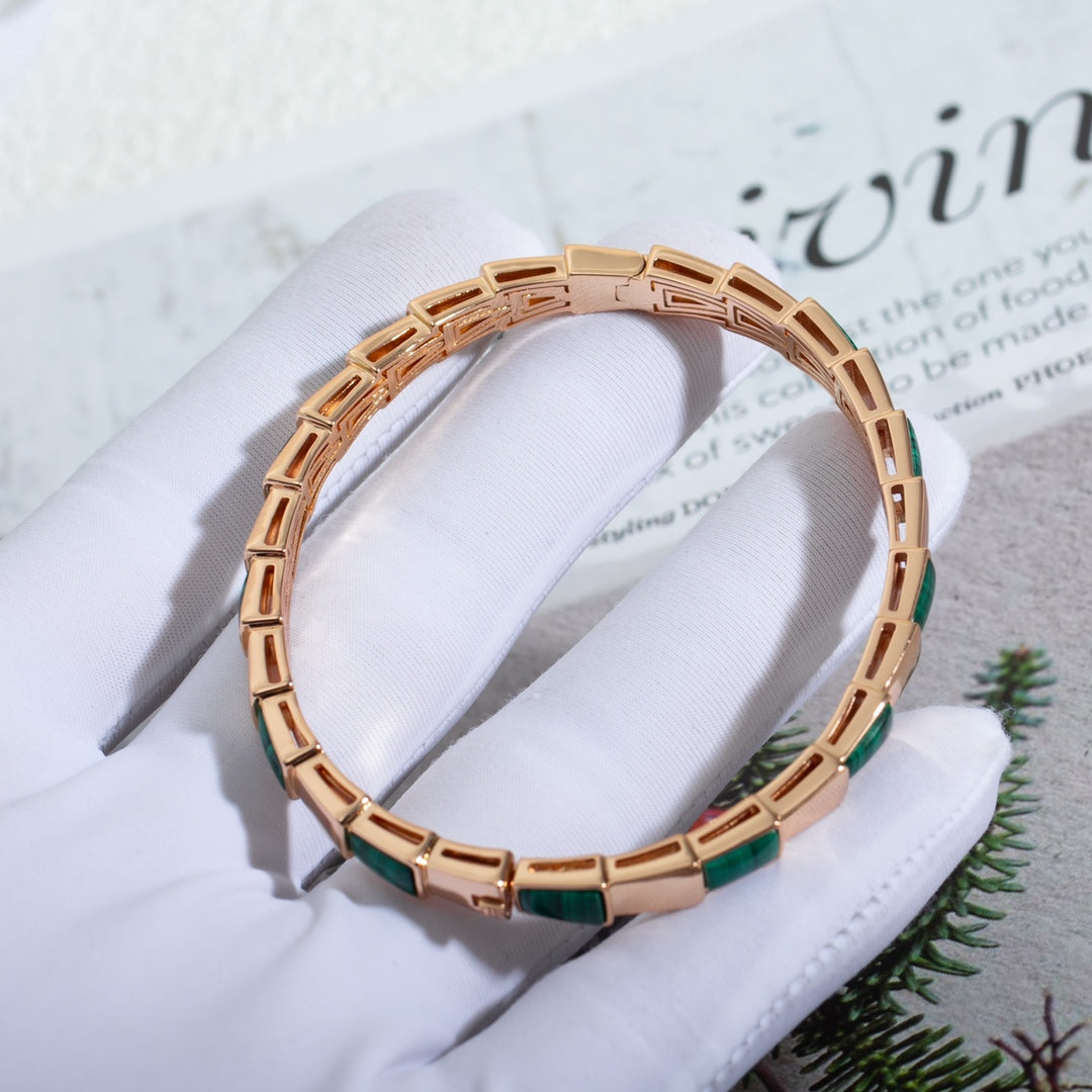 [Baslove]SERPENTI-ARMBAND ROSA GOLD MALACHIT 