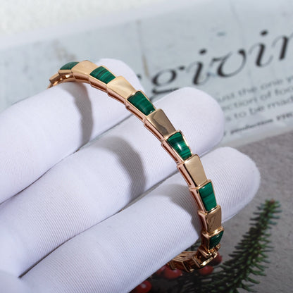 [Baslove]SERPENTI-ARMBAND ROSA GOLD MALACHIT 