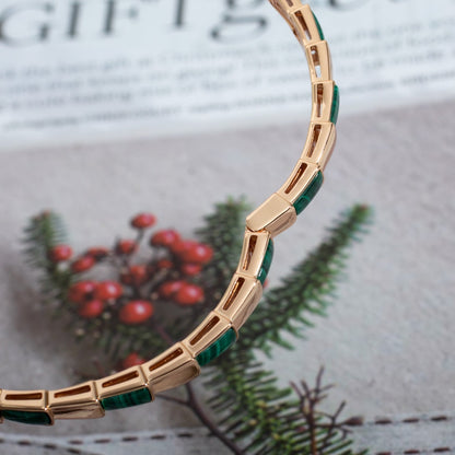 [Baslove]SERPENTI-ARMBAND ROSA GOLD MALACHIT 