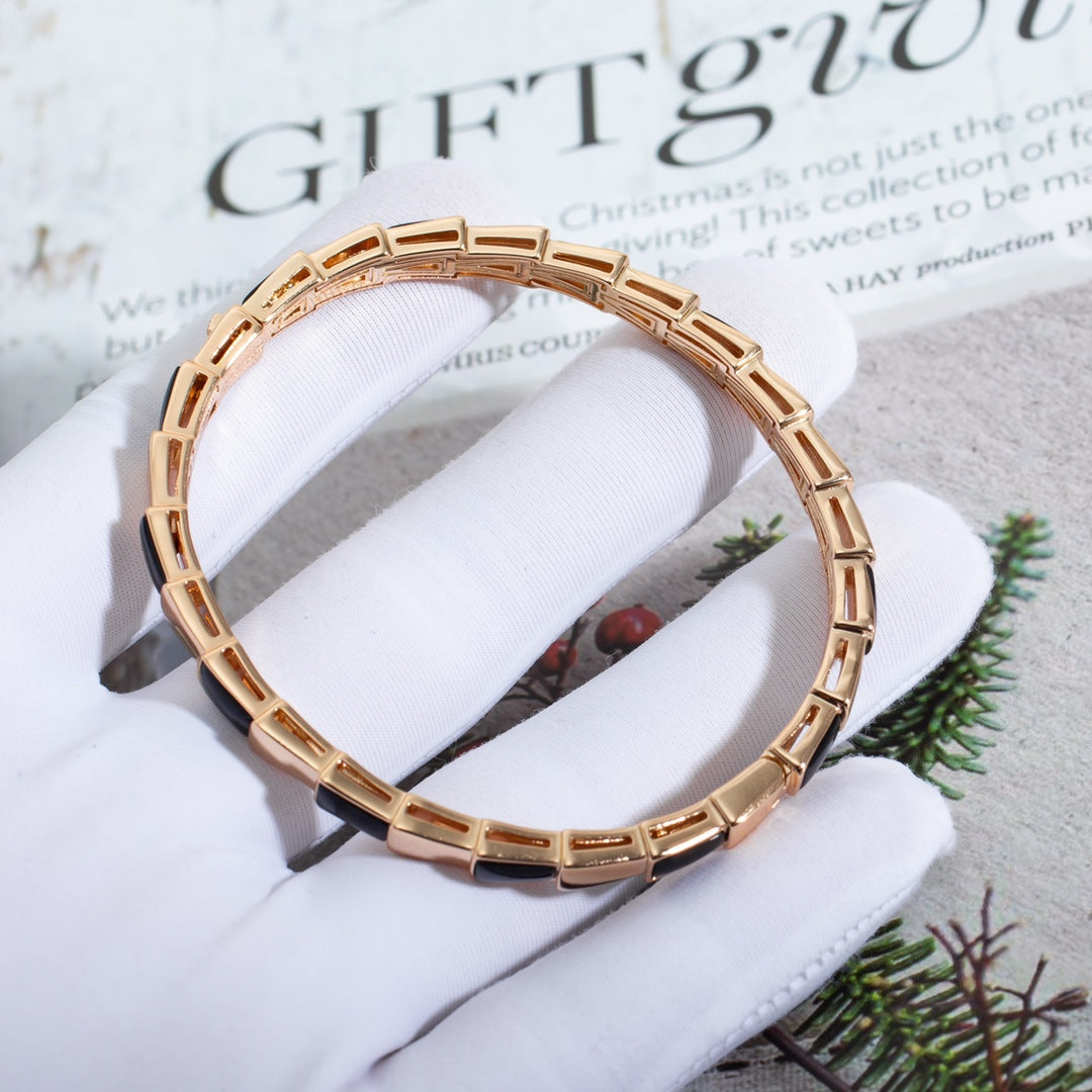 [Baslove]SERPENTI ARMBAND ROSGOLD ONYX