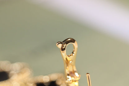 [Violet JW]CLOVER EARRINGS GOLD ONYX MOP 3 MOTIF