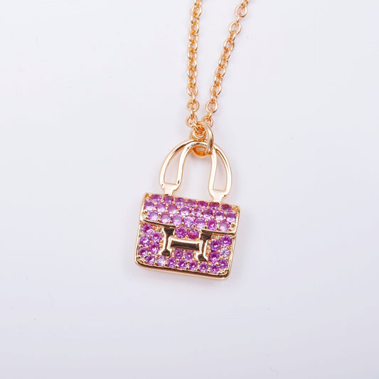 [Baslove]CONSTANCE ANHÄNGER LILA DIAMANT HALSKETTE