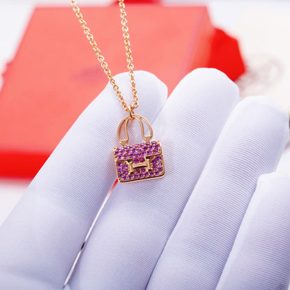 [Baslove]CONSTANCE ANHÄNGER LILA DIAMANT HALSKETTE
