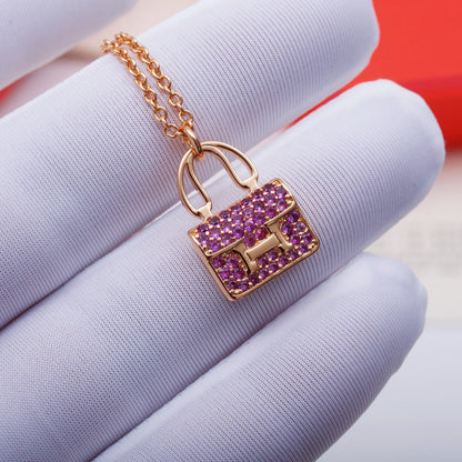 [Baslove]CONSTANCE ANHÄNGER LILA DIAMANT HALSKETTE
