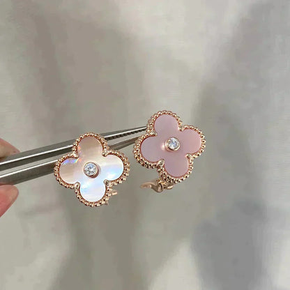 [Baslove]CLOVER MEDIUM 1 MOTIVE ROSA MOP DIAMANT OHRRINGE