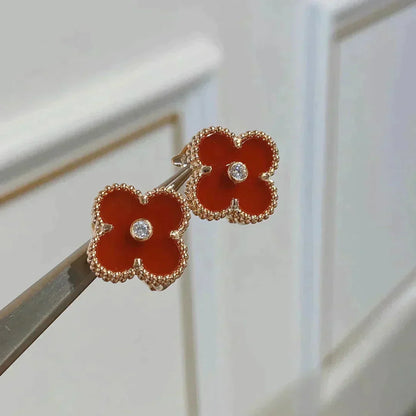 [Baslove]CLOVER MEDIUM 1 MOTIFS CARNELIAN DIAMOND Ohrringe