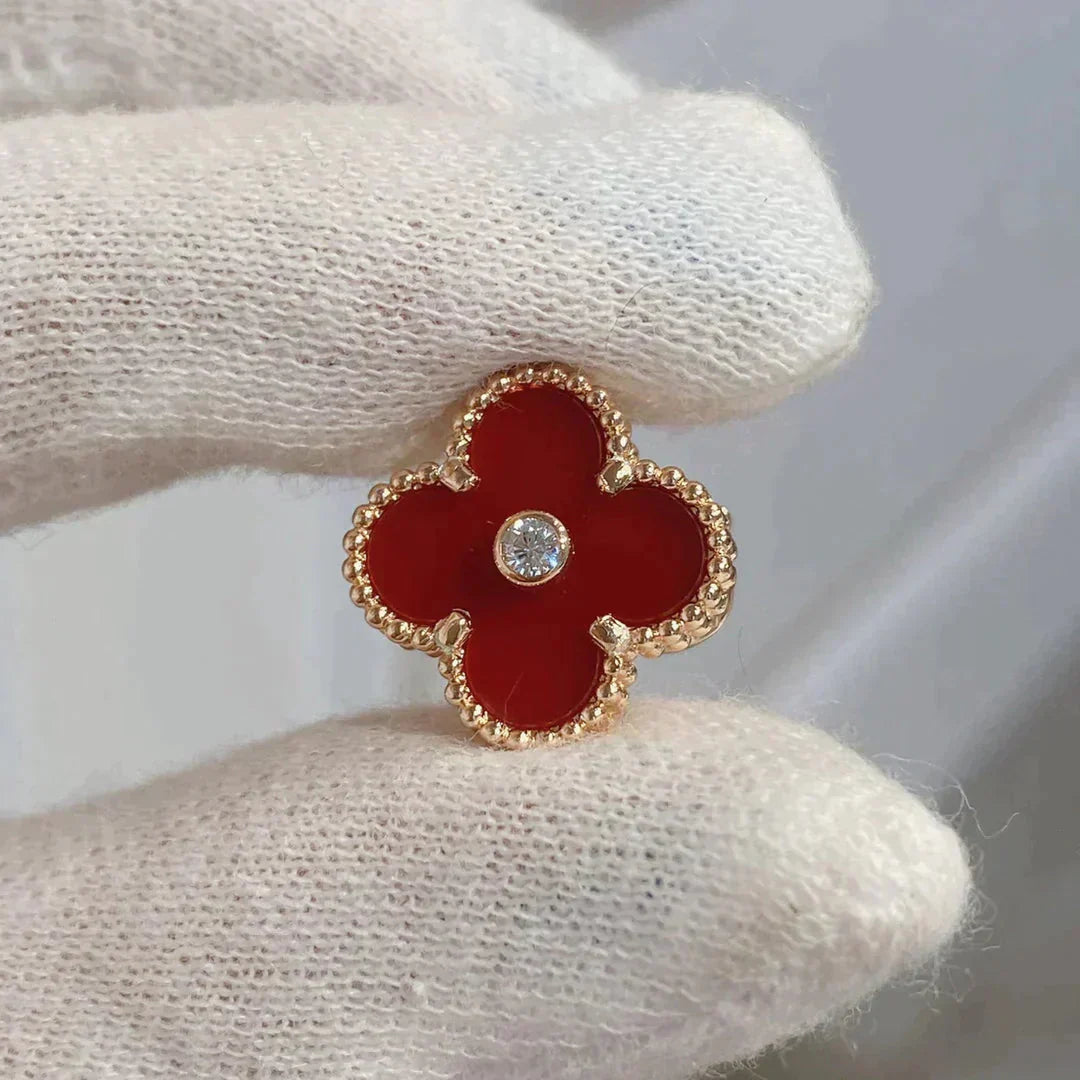 [Baslove]CLOVER MEDIUM 1 MOTIFS CARNELIAN DIAMOND Ohrringe