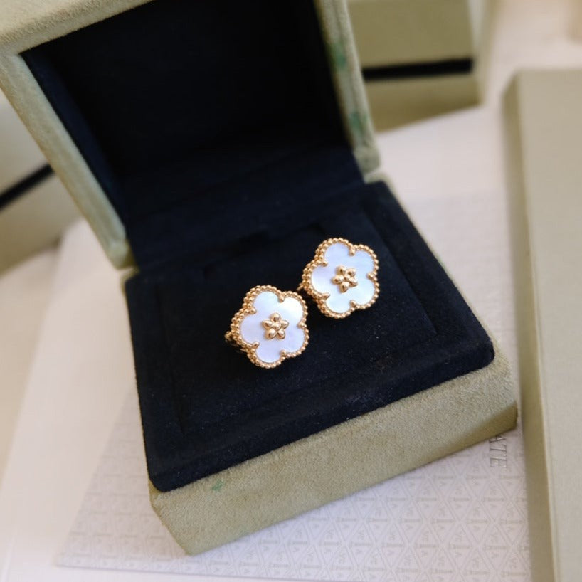 [Violet JW]LUCKY PINK GOLD WHITE MOP EARRINGS