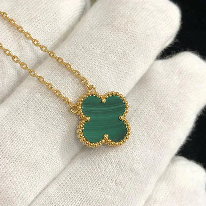 [Baslove]CLOVER 15MM MALACHIT EINZELNE BLUMENHALSKETTE