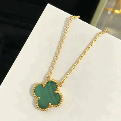 [Baslove]CLOVER 15MM MALACHIT EINZELNE BLUMENHALSKETTE