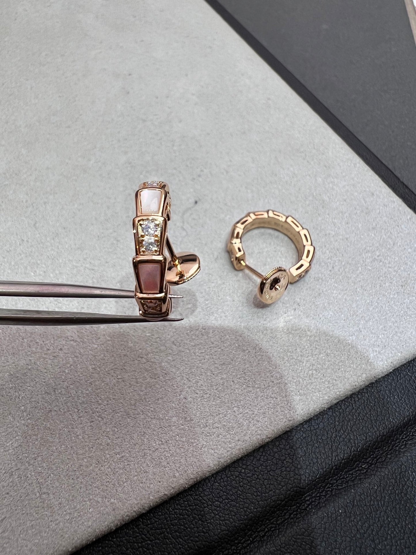 [Baslove]SERPENTI MOP ピンクゴールド イヤリング