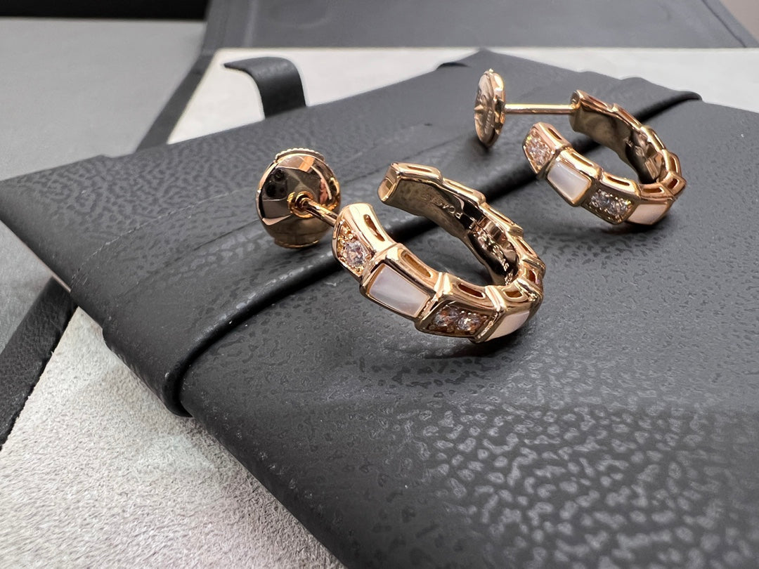 [Baslove]SERPENTI MOP ピンクゴールド イヤリング
