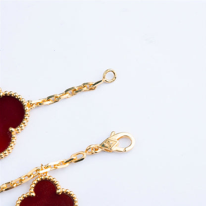 [Violet JW]CLOVER BRACELET 5 MOTIFS CARNELIAN TIGER EYE