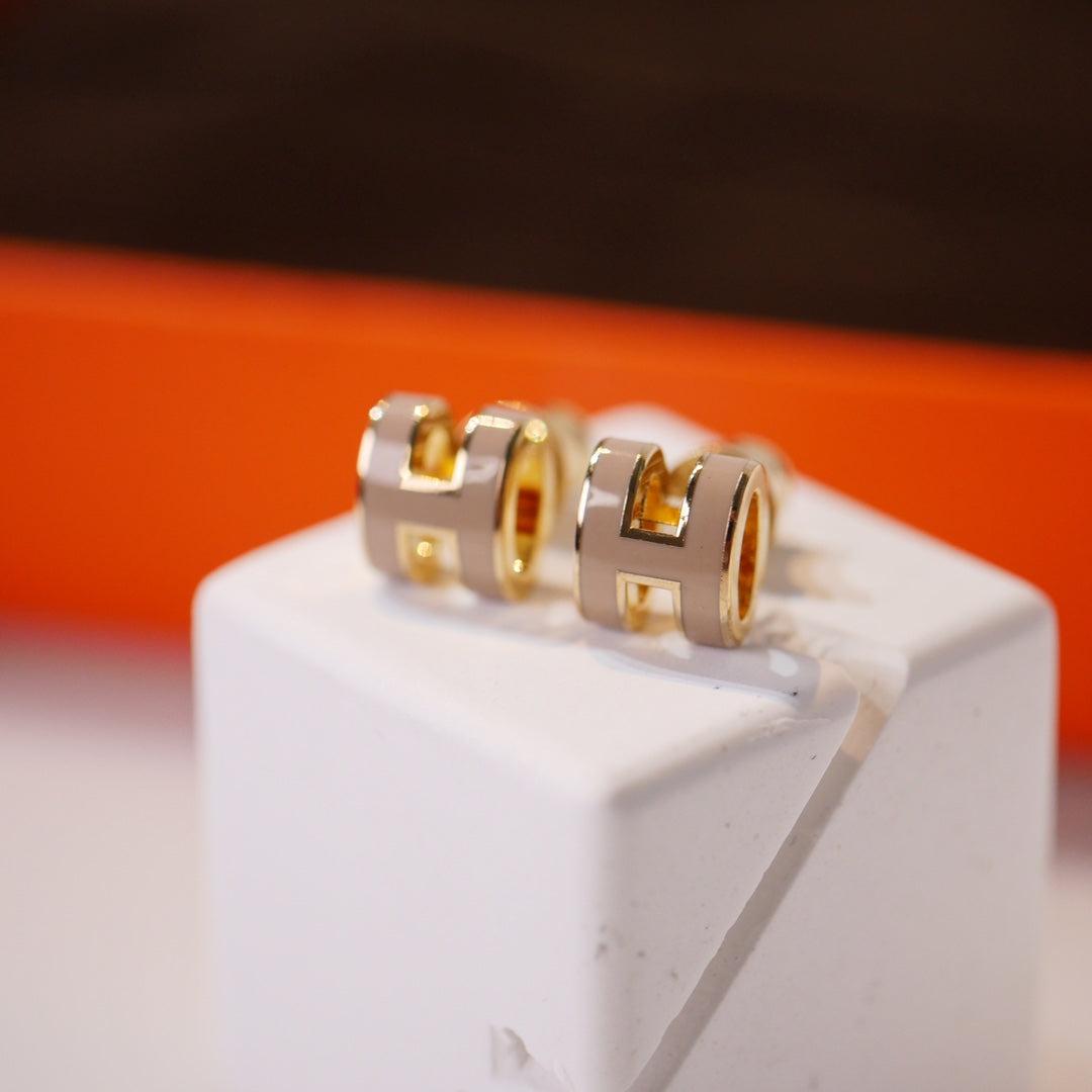 [Baslove]MINI POP H GOLD OHRRINGE GRAU