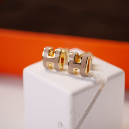 [Baslove]MINI POP H GOLD OHRRINGE GRAU