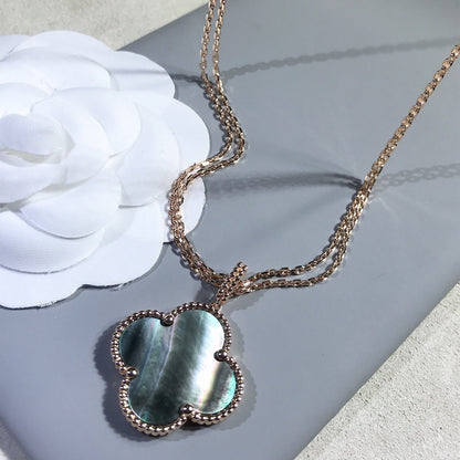 [Violet JW]CLOVER 25MM GOLD DARK MOP BIG CLOVER NECKLACE