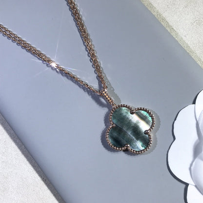 [Violet JW]CLOVER 25MM GOLD DARK MOP BIG CLOVER NECKLACE